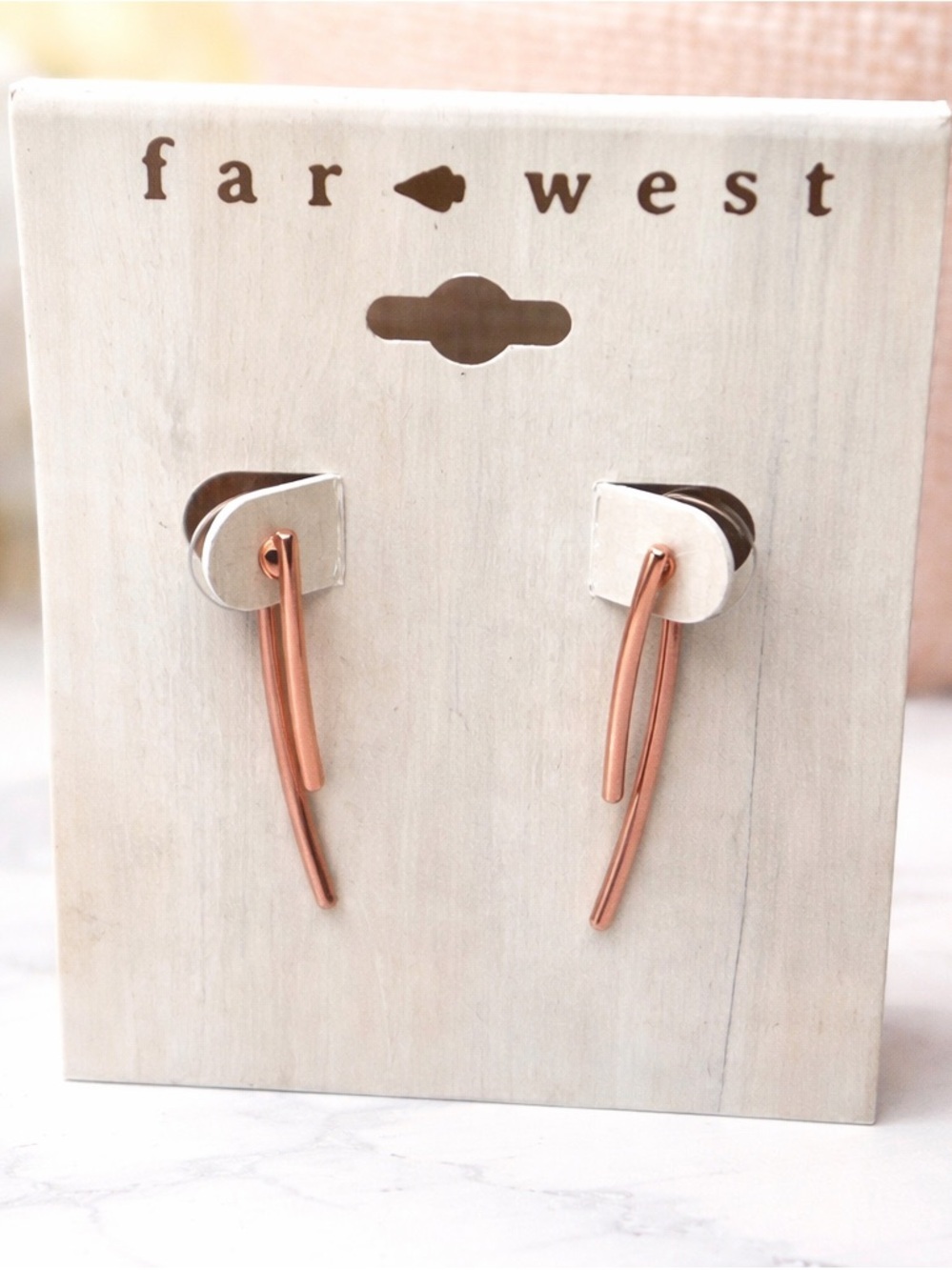Far West Rose Gold Geometric Dangle Earrings - NEW - Boho Artsy Modern